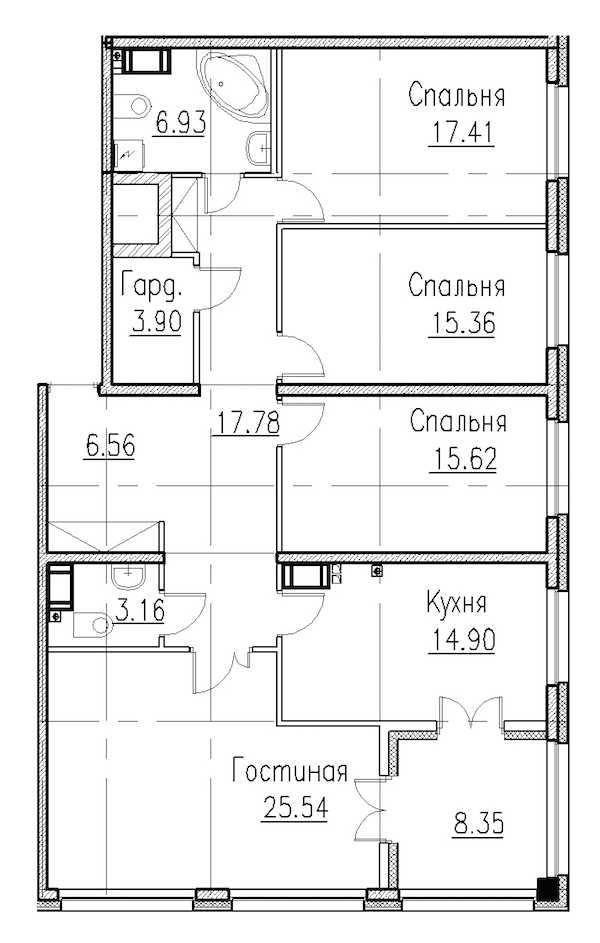 Четырехкомнатная квартира в : площадь 127.6 м2 , этаж: 5 – купить в Санкт-Петербурге